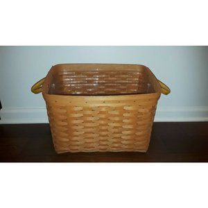 Longaberger Newspaper/Magazine Basket w/ Leather H